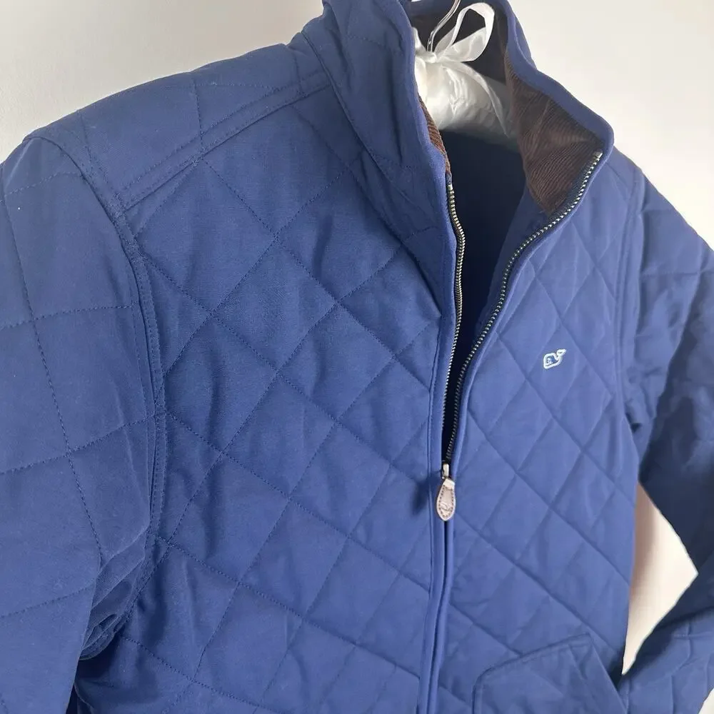 Vineyard Vines Mens XS Quilted Barn Jacket Deep Bay Blue Full Zip NWT $140